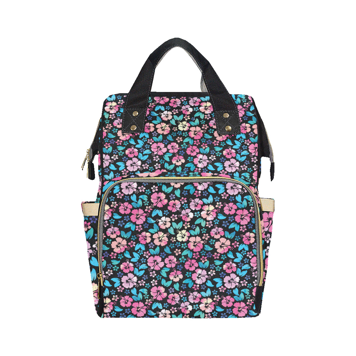 Pink Hibiscus Hawaiian Flower Diaper Bag Backpack