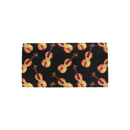 Violin Pattern Print Design 04 Women's Trifold Wallet