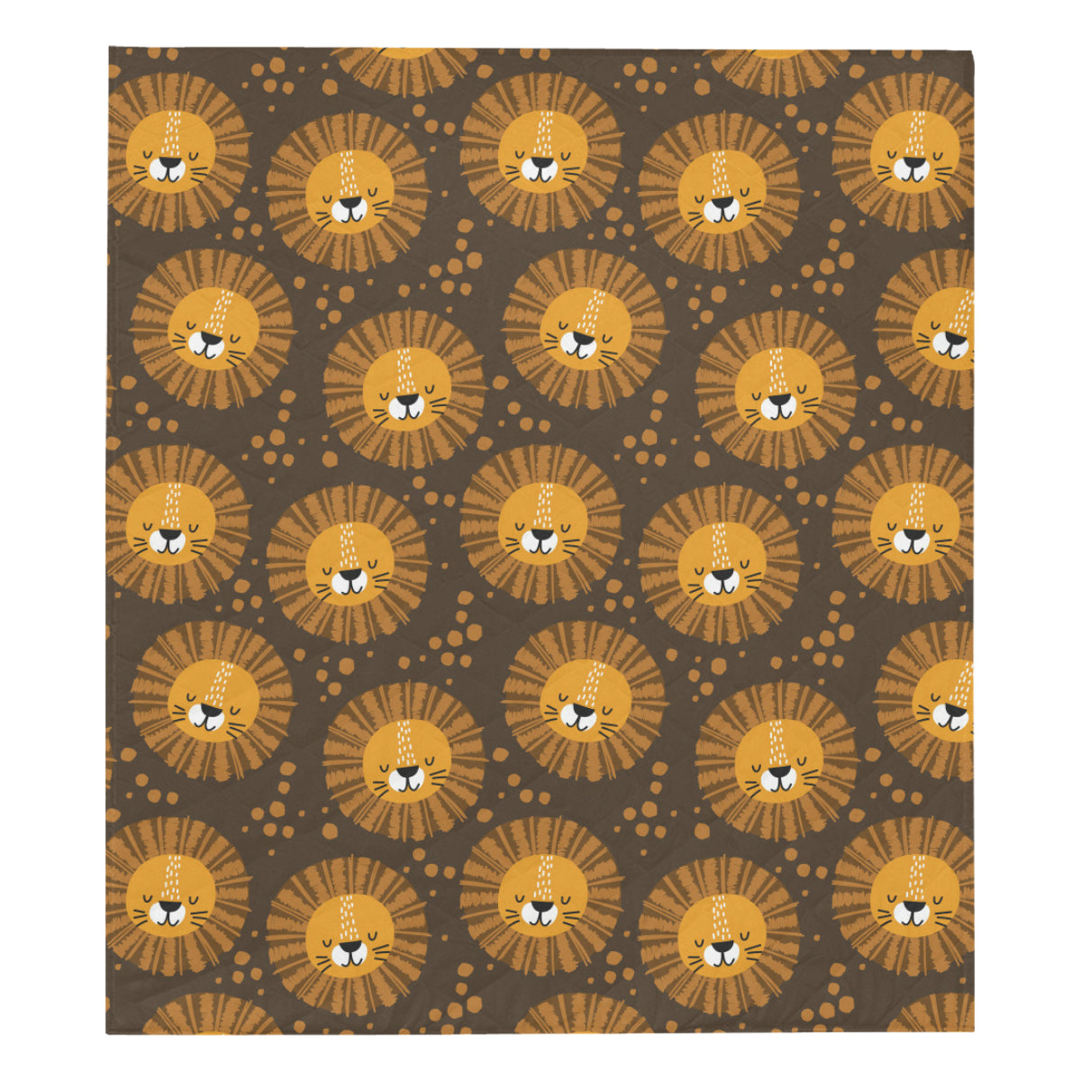 Lion Cartoon Pattern Print Design 01 Premium Quilt