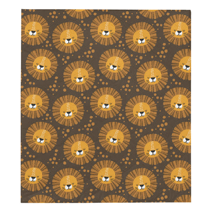 Lion Cartoon Pattern Print Design 01 Premium Quilt