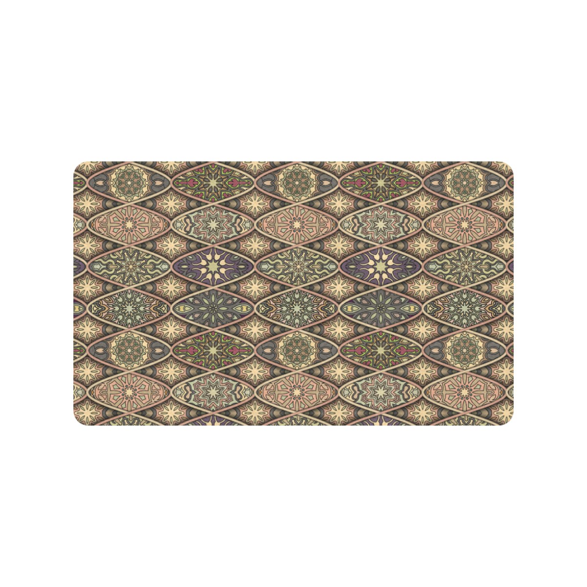Mandala Motif Themed Design Print Rubber Doormat