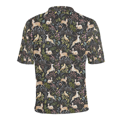 Deer Floral Jungle Men Polo Shirt