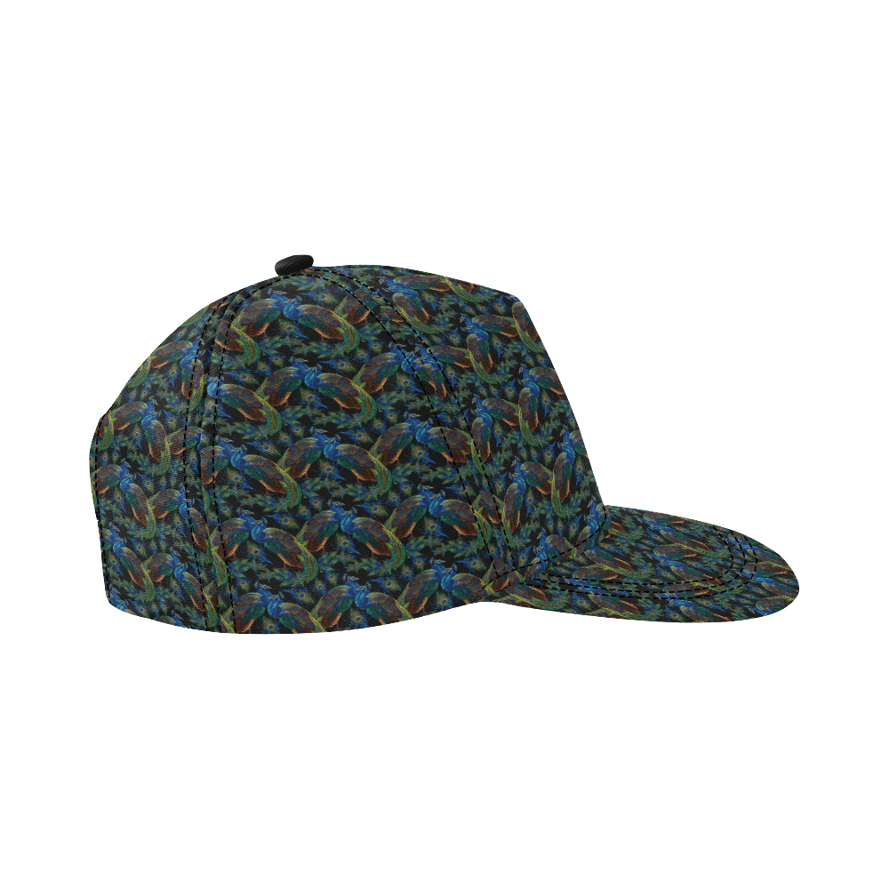 Peacock Themed Design Print Snapback Cap
