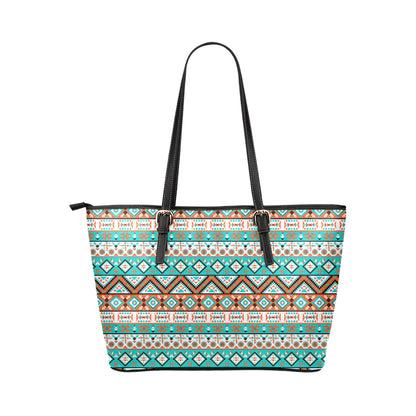Navajo Style Print Pattern Leather Tote Bag