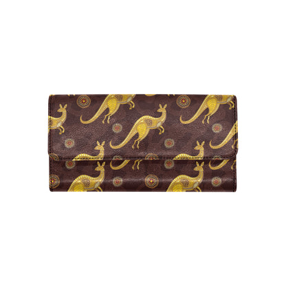 Kangaroos Aboriginal Pattern Print Design 08 Women's Trifold Wallet