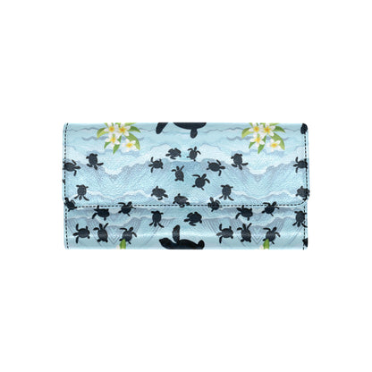 Sea Turtle Pattern Print Design T011 Women's Trifold Wallet