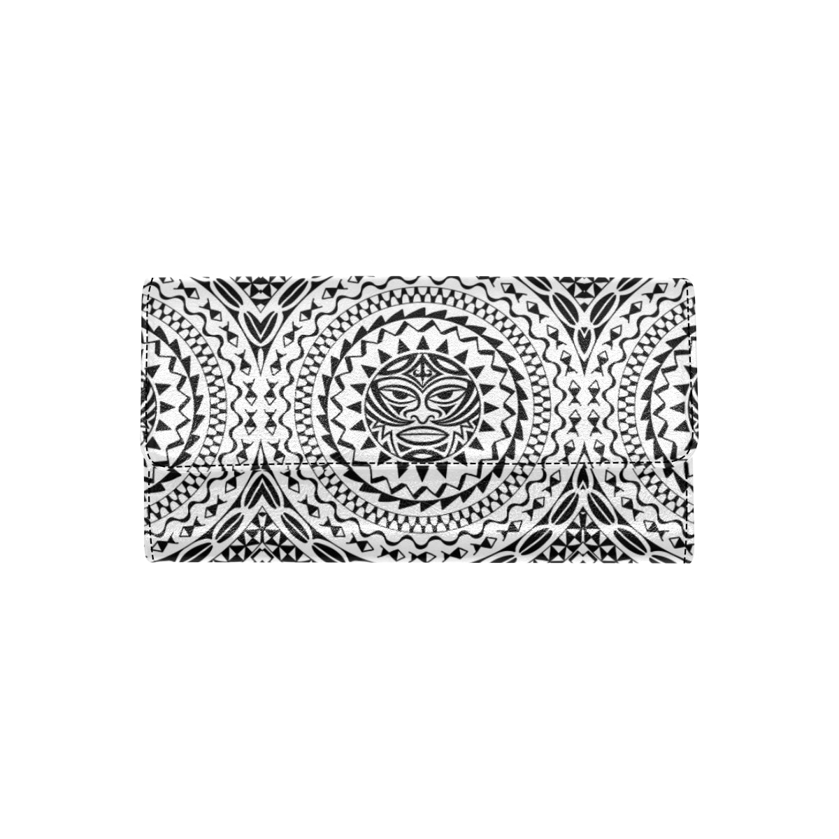Polynesian Tribal Mask Women's Trifold Wallet