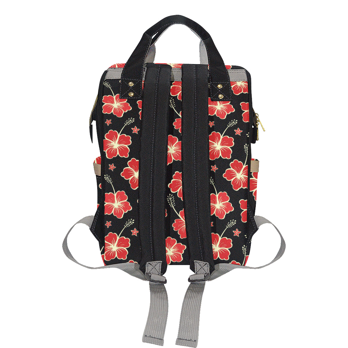 Red Hibiscus Pattern Print Design HB021 Diaper Bag Backpack