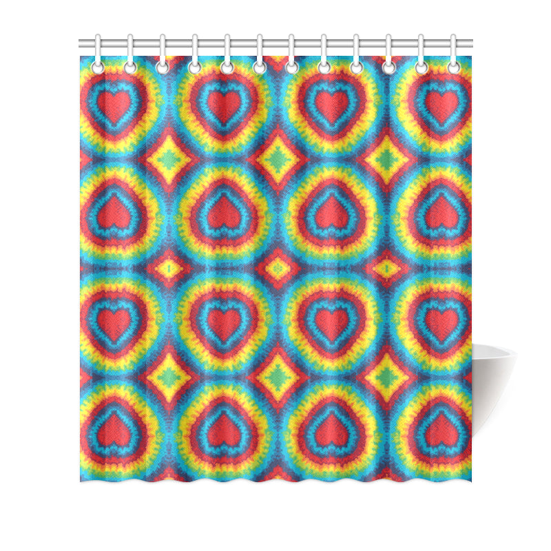 Tie Dye Heart shape Shower Curtain