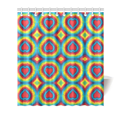Tie Dye Heart shape Shower Curtain