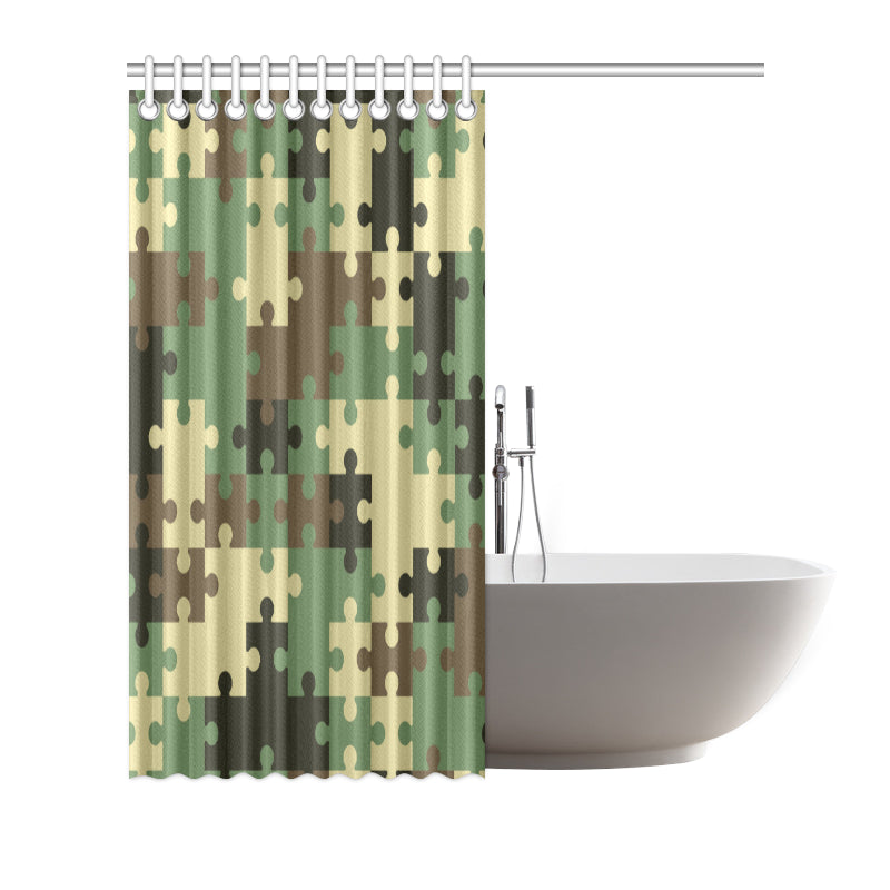 Puzzle Camo Pattern Print Design A03 Shower Curtain