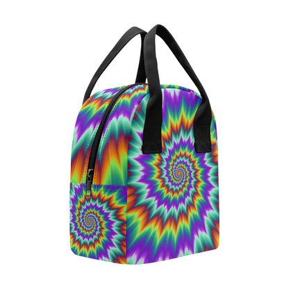 Optical illusion Pulsing fiery spirals Insulated Lunch Bag