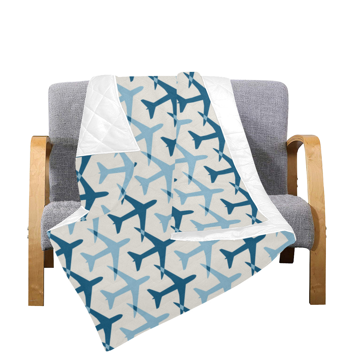 Airplane Pattern Print Design 04 Premium Quilt