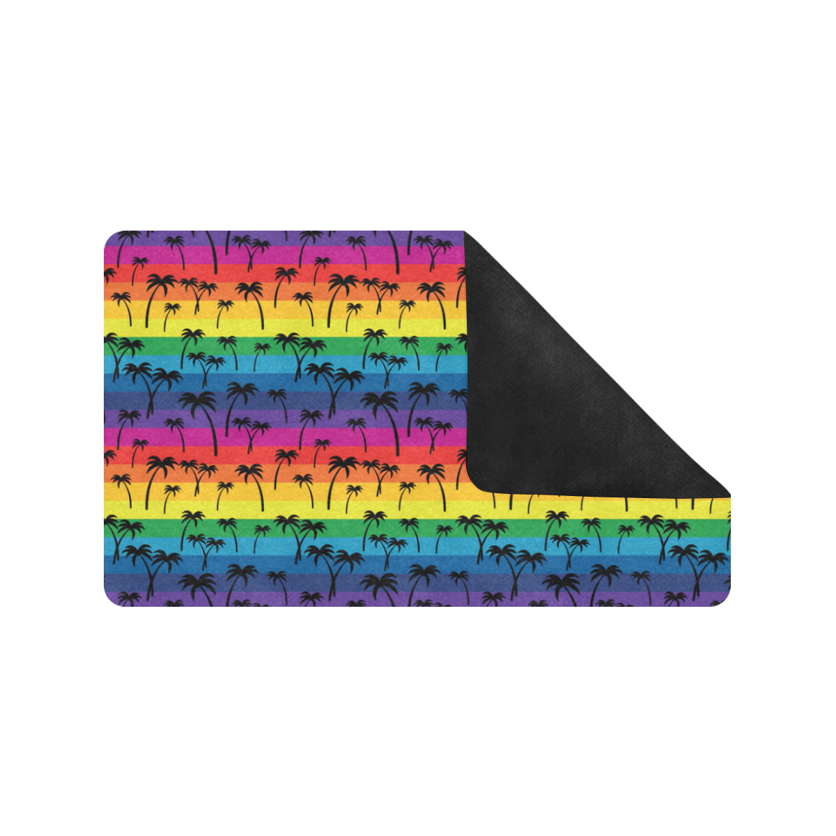 Palm Tree Rainbow Themed Print Rubber Doormat