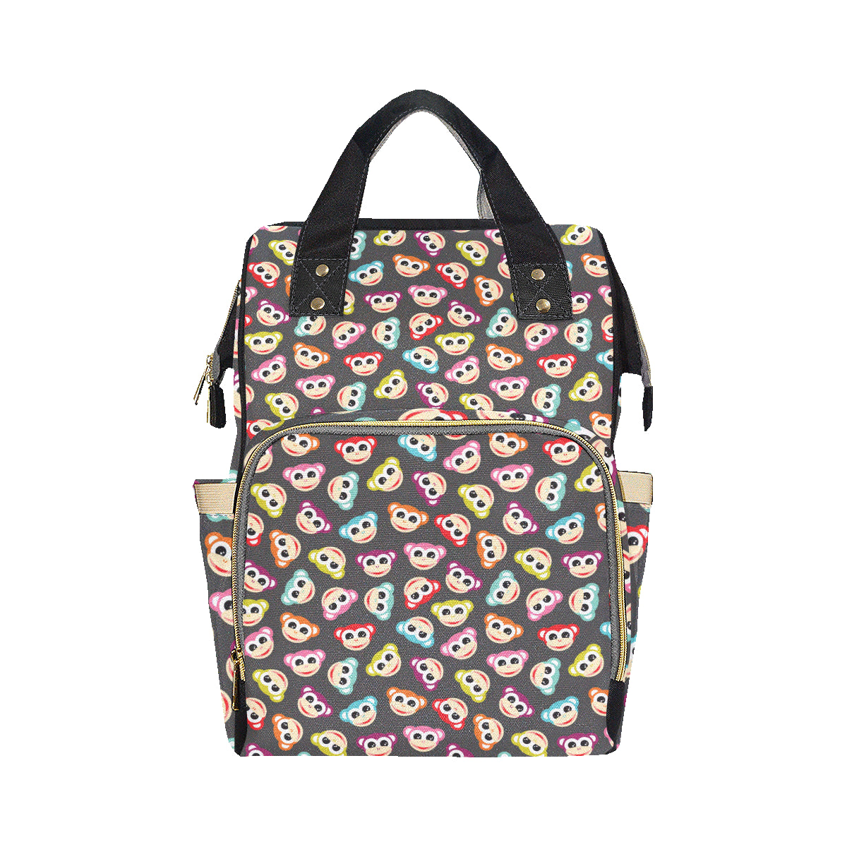Monkey Head Design Themed Print Diaper Bag Backpack