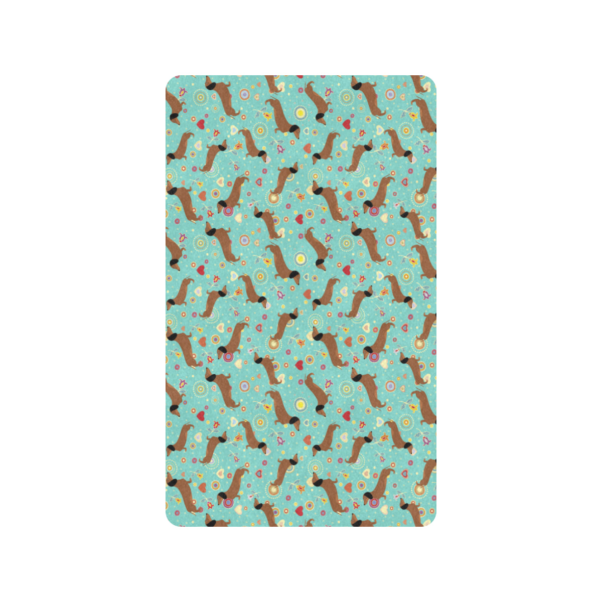 Dachshund with Floral Print Pattern Rubber Doormat