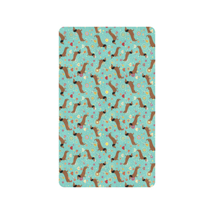 Dachshund with Floral Print Pattern Rubber Doormat