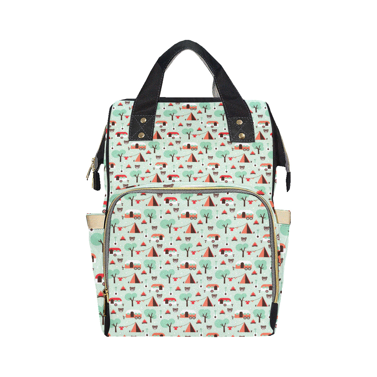 Camper Tent Pattern Print Design 01 Diaper Bag Backpack