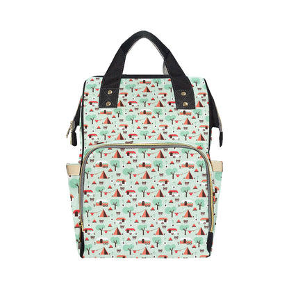 Camper Tent Pattern Print Design 01 Diaper Bag Backpack
