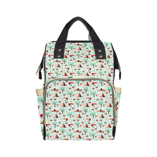 Camper Tent Pattern Print Design 01 Diaper Bag Backpack