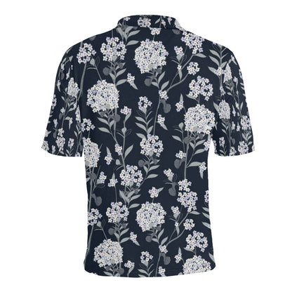 Hydrangea Pattern Print Design HD07 Men Polo Shirt
