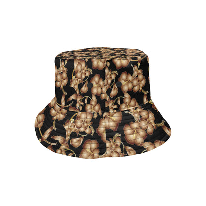 Brown Hibiscus Pattern Print Design HB06 Unisex Bucket Hat