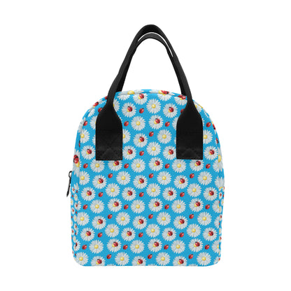 Ladybug with Daisy Themed Print Pattern Insulated Lunch Bag