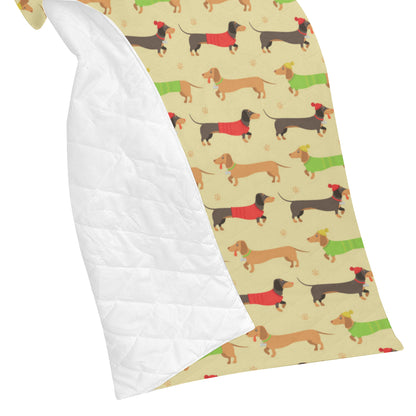 Dachshund Pattern Print Design 06 Premium Quilt