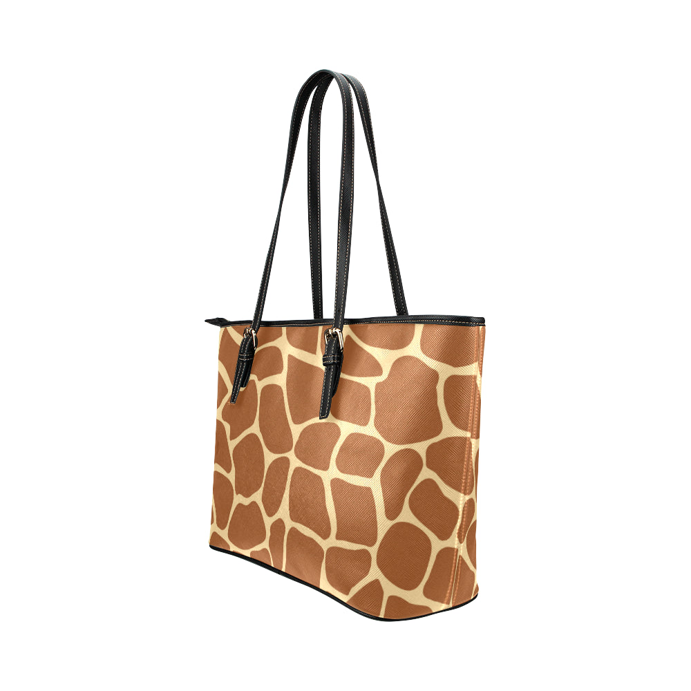 Giraffe Texture Print Leather Tote Bag
