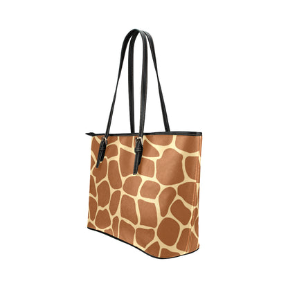 Giraffe Texture Print Leather Tote Bag