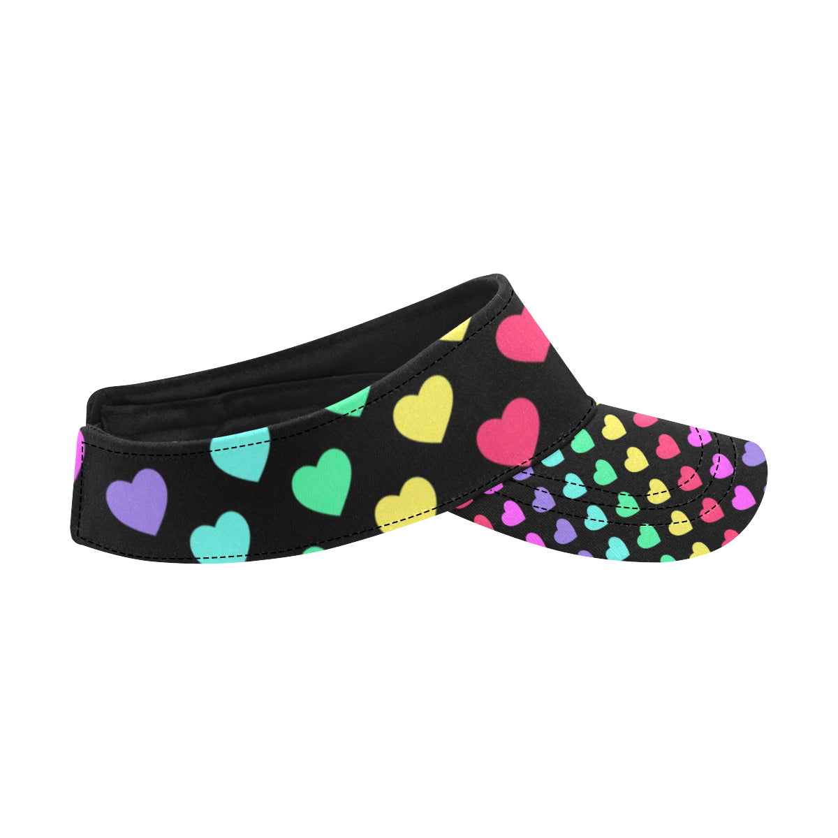 Heart Rainbow Pattern Print Design HE02 Unisex Sun Visor