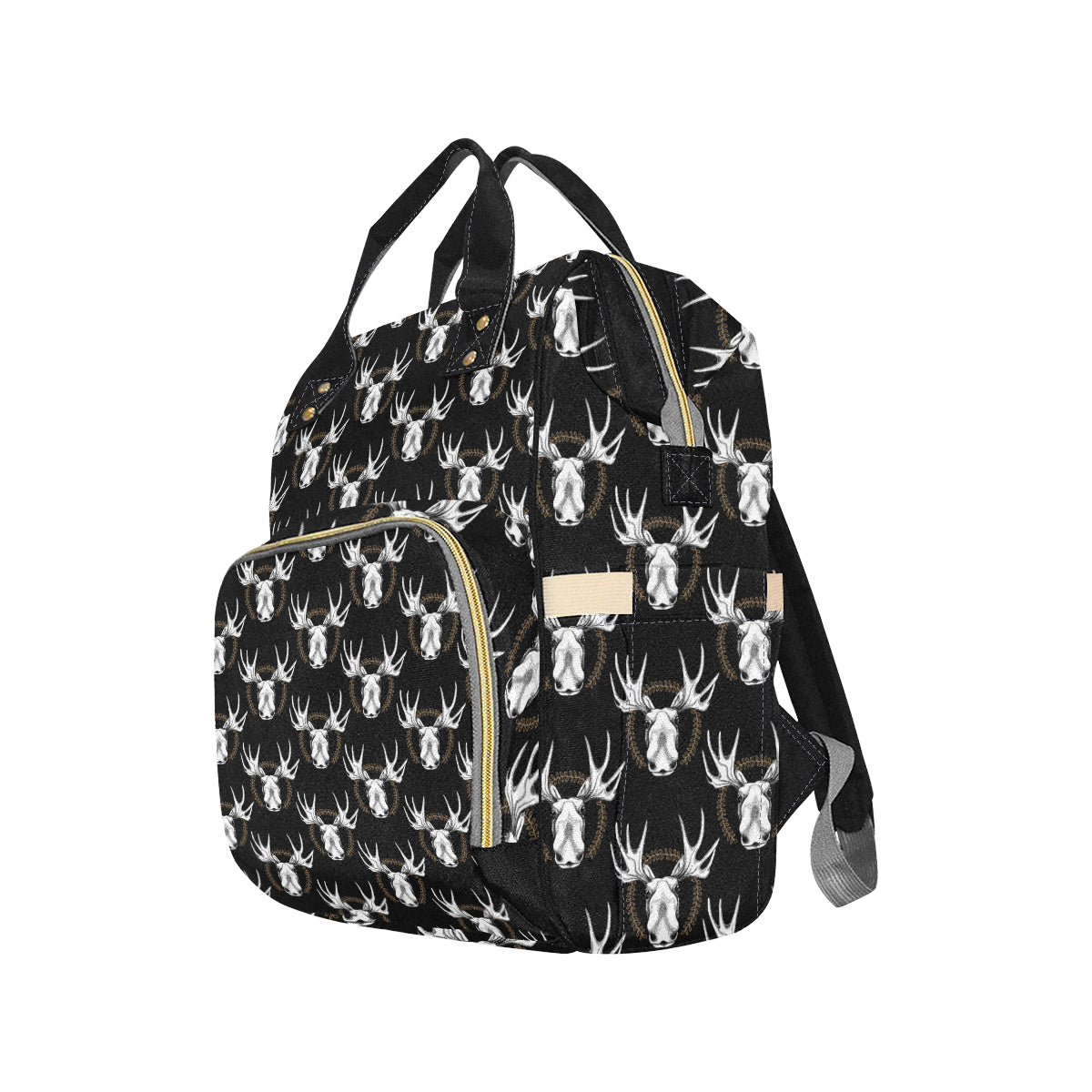Moose Pattern Print Design 02 Diaper Bag Backpack