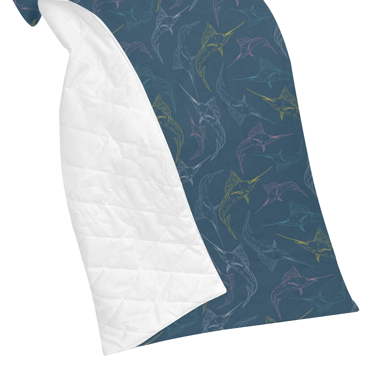 Swordfish Pattern Print Design 02 Premium Quilt