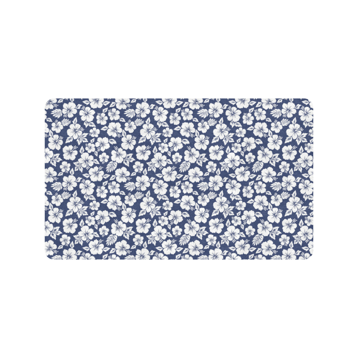 Hibiscus Blue Hawaiian Flower Style Rubber Doormat