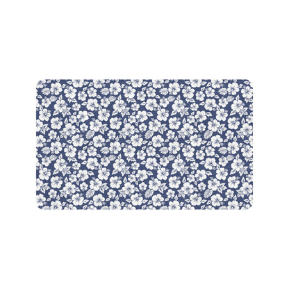 Hibiscus Blue Hawaiian Flower Style Rubber Doormat