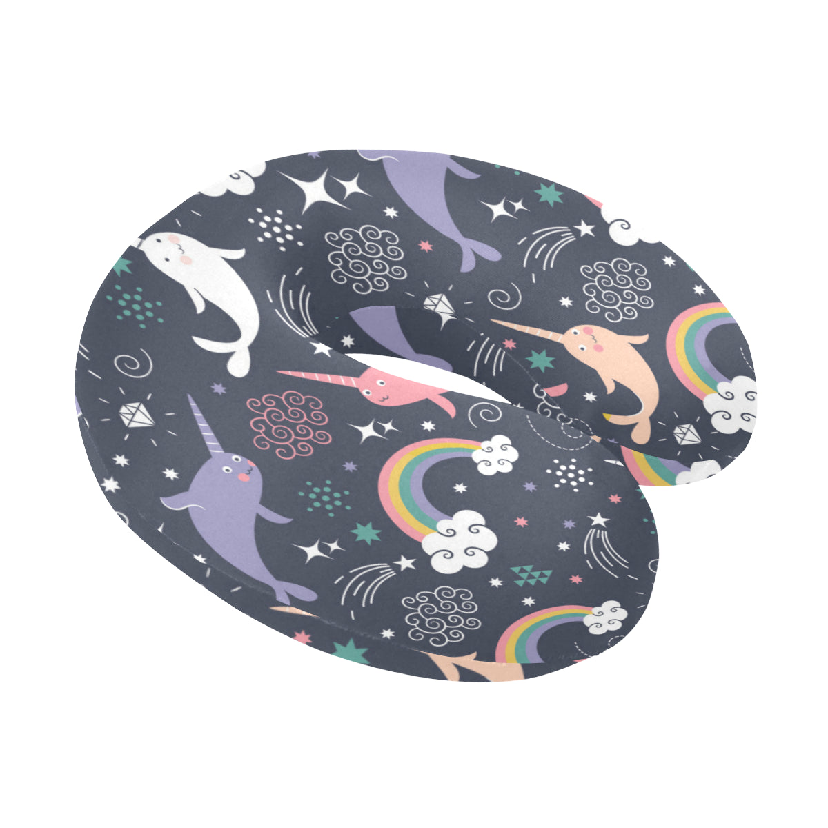 Narwhal Pattern Print Design 01 U-Shaped Travel Neck Pillow