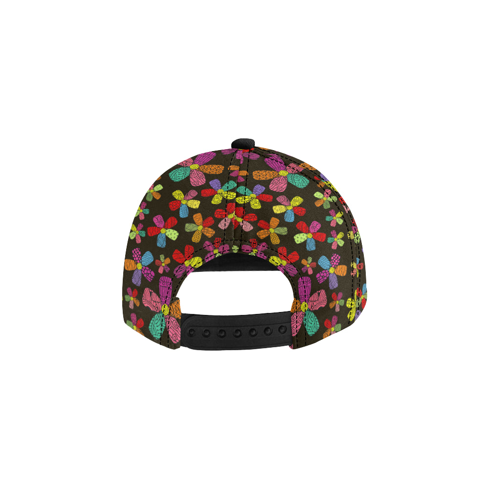 Flower Power Colorful Print Pattern Snapback Cap