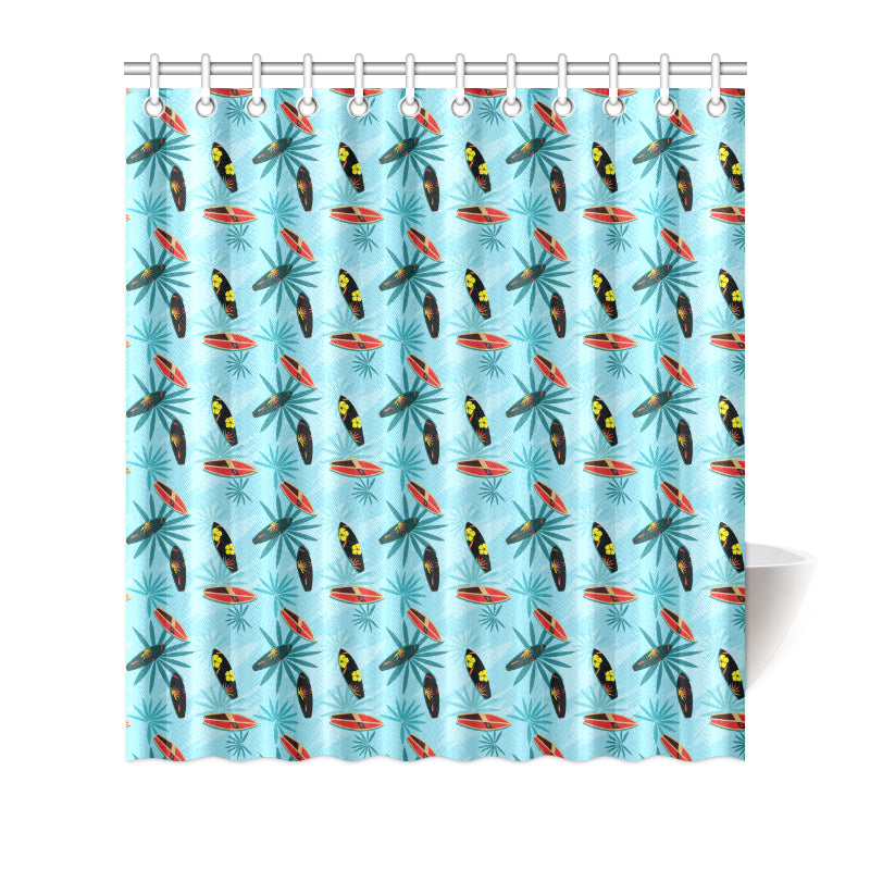 Surfboard Themed Pattern Shower Curtain