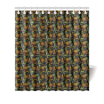 Aloha Hawaii Time Design Themed Print Shower Curtain