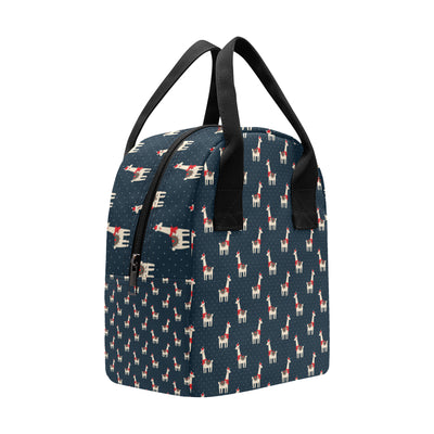 Llama with Polka Dot Themed Print Insulated Lunch Bag