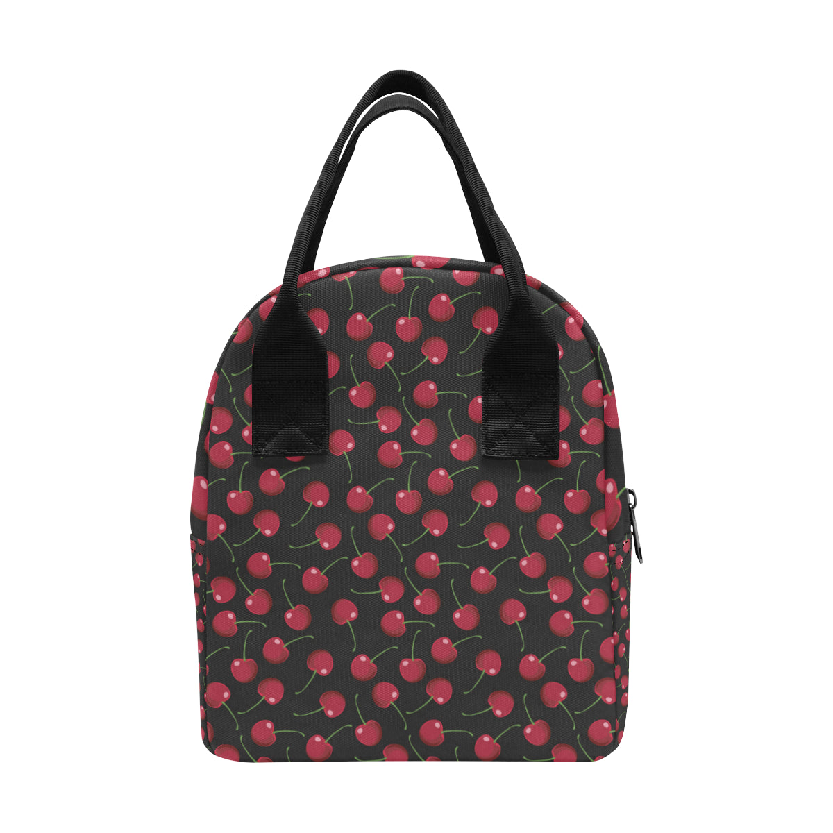 Cherry Black Background Insulated Lunch Bag