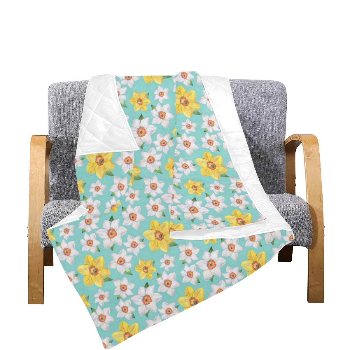 Daffodils Pattern Print Design 02 Premium Quilt