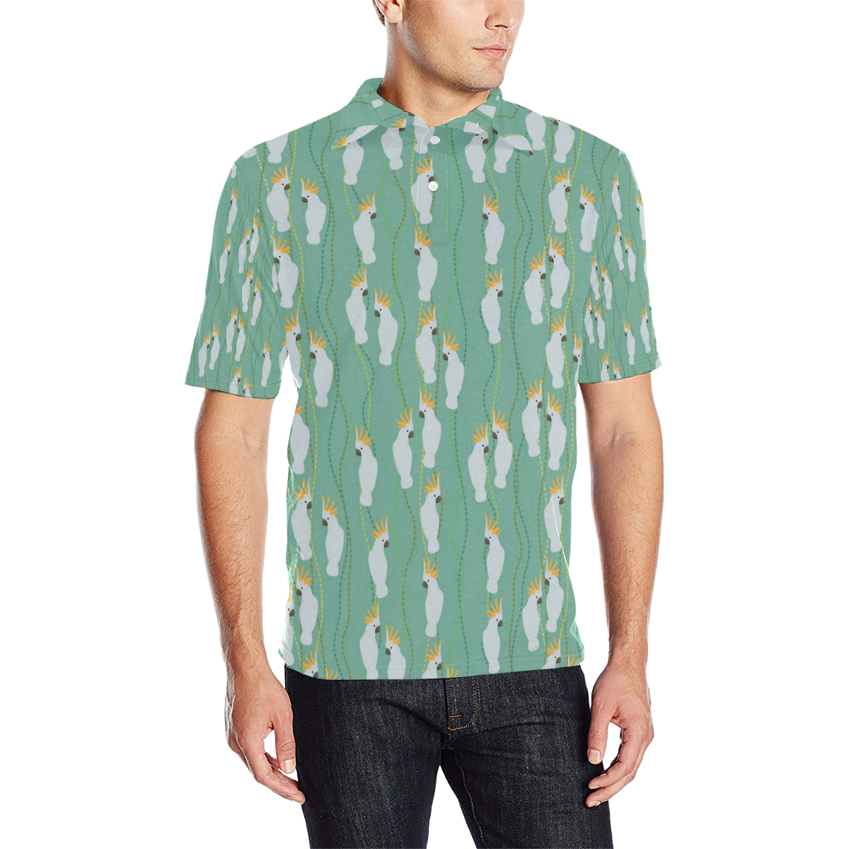 Cockatoo Pattern Print Design 01 Men Polo Shirt