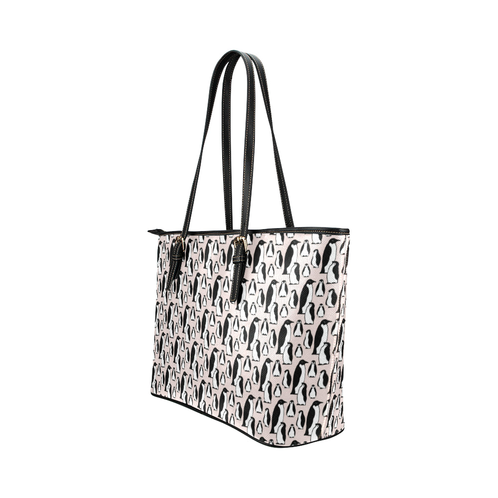 Penguin Themed Leather Tote Bag
