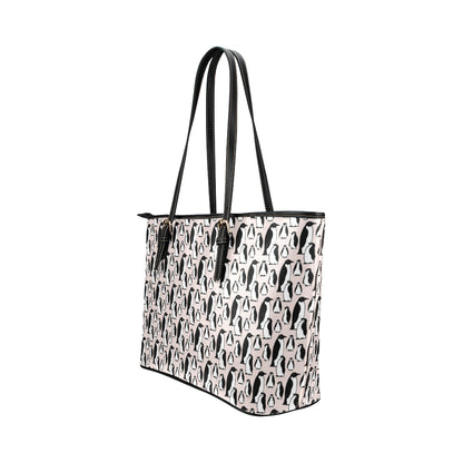 Penguin Themed Leather Tote Bag