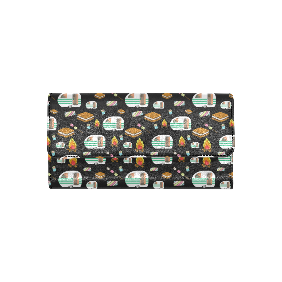 Camper marshmallow Camping Design Print Women's Trifold Wallet