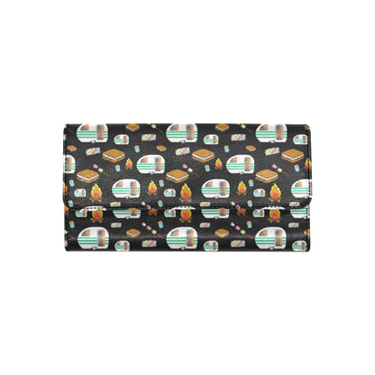 Camper marshmallow Camping Design Print Women's Trifold Wallet