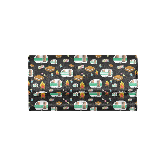 Camper marshmallow Camping Design Print Women's Trifold Wallet