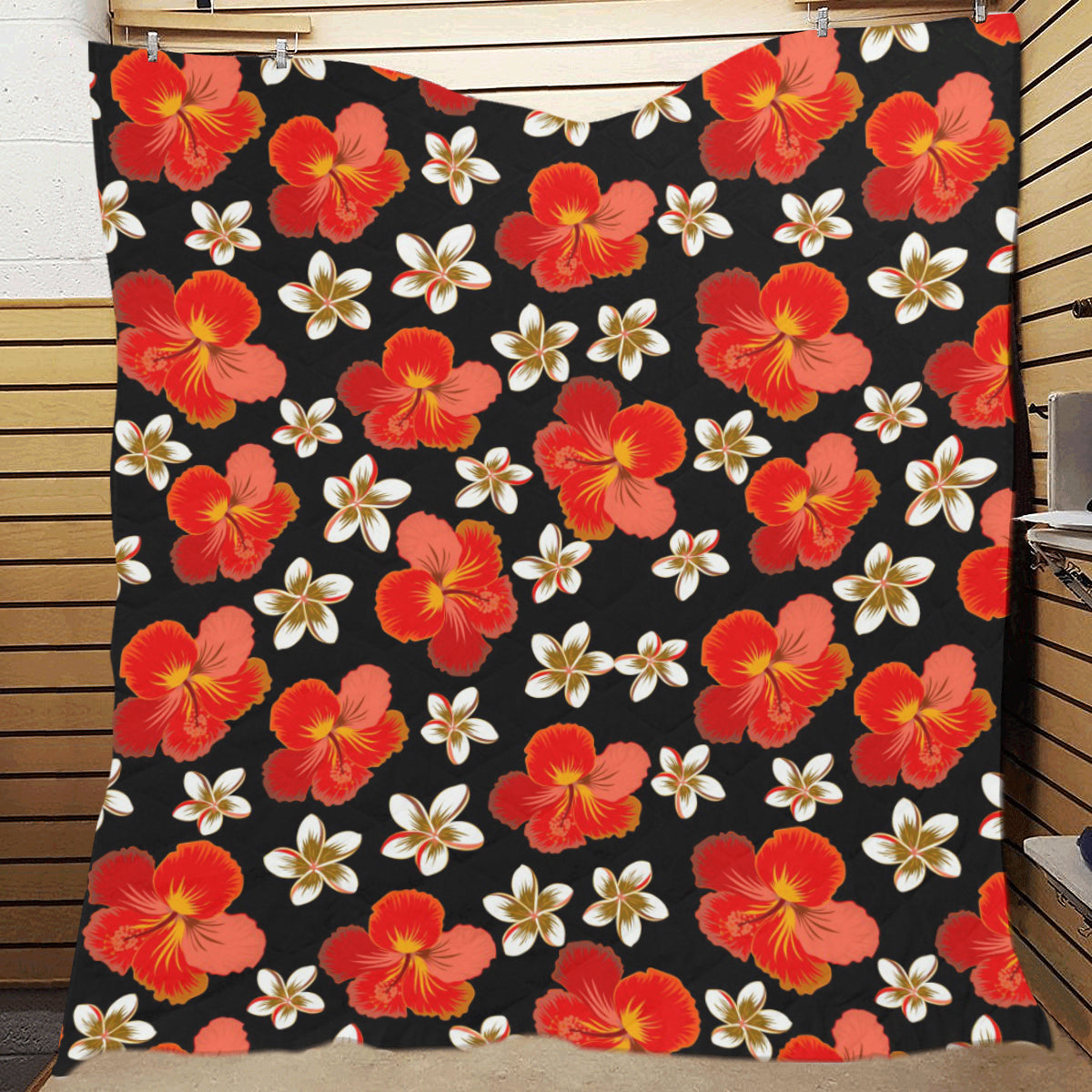 Red Hibiscus Pattern Print Design HB022 Premium Quilt