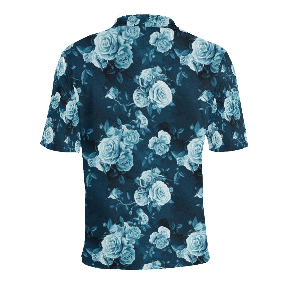 Rose Blue Pattern Print Design RO014 Men Polo Shirt